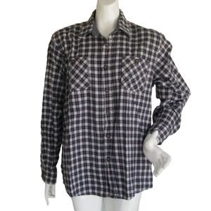 WRANGLER Flannel Shirt, L, Black/White plaid, Long sleeves, Pockets